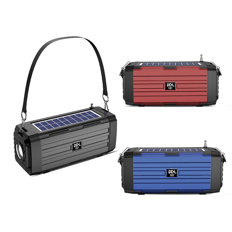 BDL-187 LED Light Solar Wireless Bluetooth Speaker Portable Outdoor Camping FM Radio(Blue) - Radio Player by buy2fix | Online Shopping UK | buy2fix