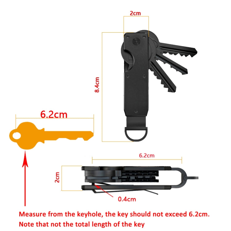 Compact Key Organizer Metal Key Chain Can Hold 2-6 Keys Carbon Fiber - Key Rings by buy2fix | Online Shopping UK | buy2fix