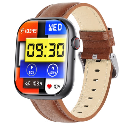 F70  2.1 Inch Screen Smart Watch With Blood Sugar/Blood Oxygen Monitoring /SOS Alarm/100+ Sports Modes, Color: Black Brown Leather - Smart Watches by buy2fix | Online Shopping UK | buy2fix