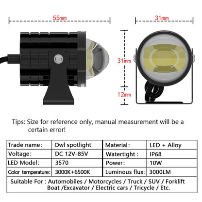 1pair 12V-85V Motorcycle Headlights Dual-color Automotive LED Working Headlights, Color: White + White Light With Flashing - Work Lights by buy2fix | Online Shopping UK | buy2fix