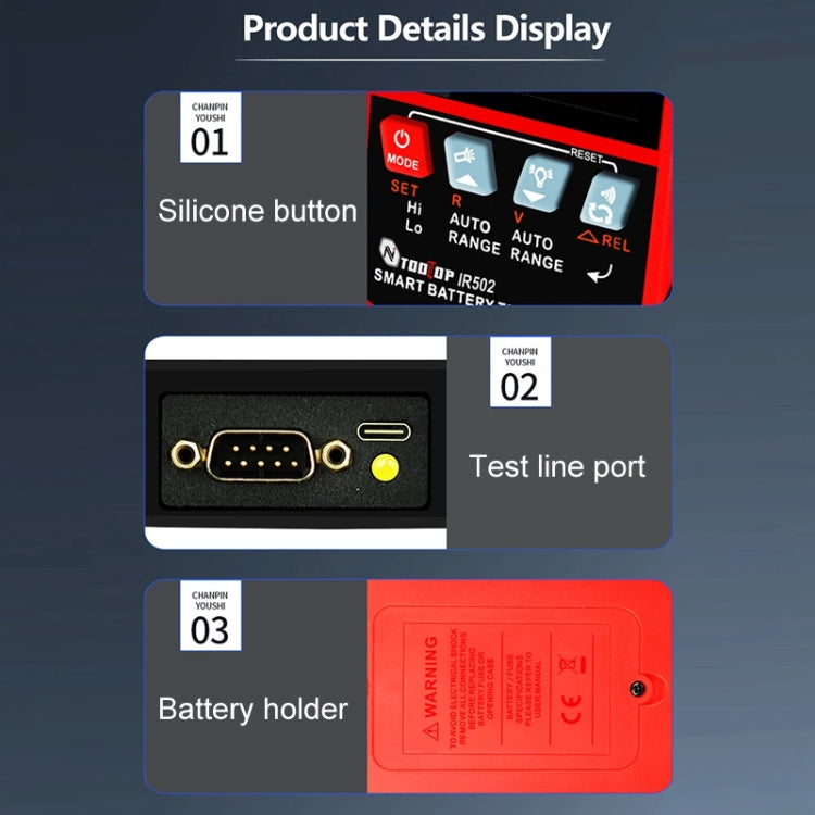 Battery Internal Resistance Tester Lead-Acid Alkaline Lithium Battery Tester, Model: IR502 - Battery & Resistance Tester by buy2fix | Online Shopping UK | buy2fix