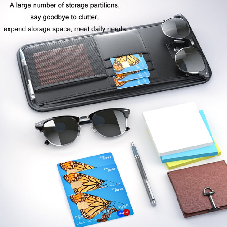 Car Sun Visor Card Glasses Holder Zipper Storage Bag(Gray) - Sunglasses & Glasses Clips by buy2fix | Online Shopping UK | buy2fix