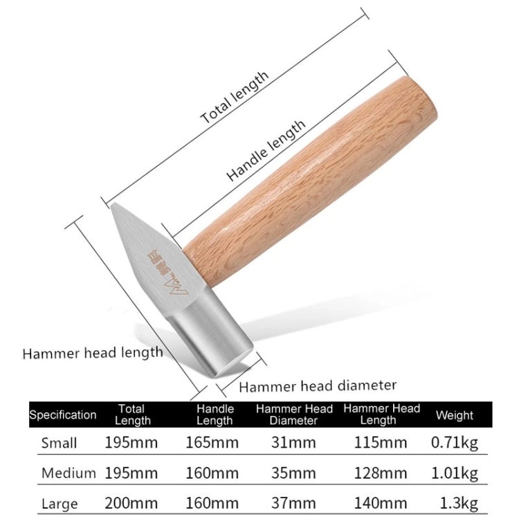 MYTEC Medium Silversmith Hammer Tool Short Handled Small Hammer Handmade Round Head Duckbill Hammer - Hammer by MYTEC | Online Shopping UK | buy2fix