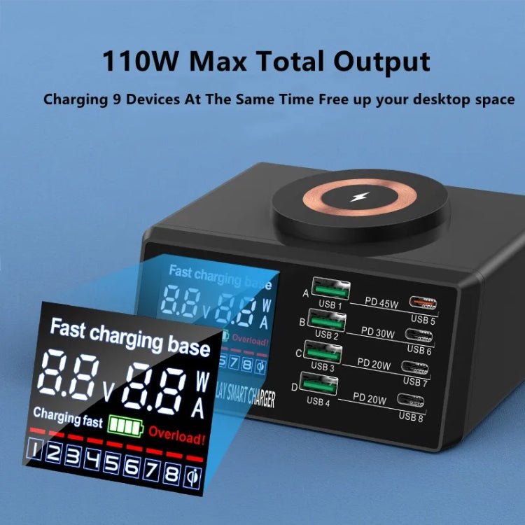 X9M 9-in-1 110W USB+PD Smart Multi-ports QI Magnetic Wireless Charger, Spec: White EU Plug - Multifunction Charger by buy2fix | Online Shopping UK | buy2fix