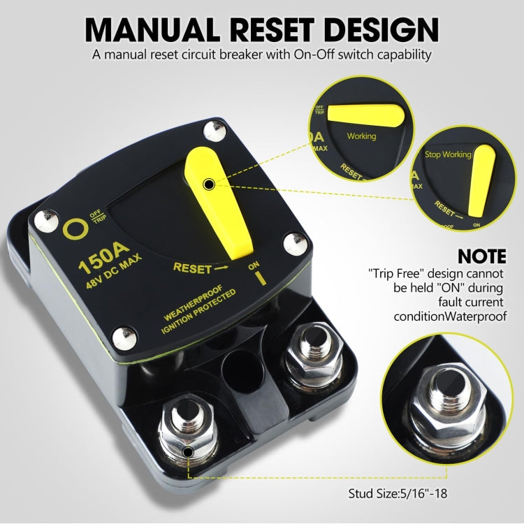 RV Yacht Manual Reset Ignition Protection Fuse Switch With Terminal Accessories, Current: 300A - Fuse by buy2fix | Online Shopping UK | buy2fix