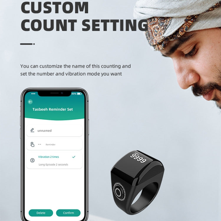 Equantu Smart Bluetooth Finger Counter Muslim Prayer Time Reminder Ring, Style: Gold 22mm - Smart Rings / Smart Telephones by Equantu | Online Shopping UK | buy2fix