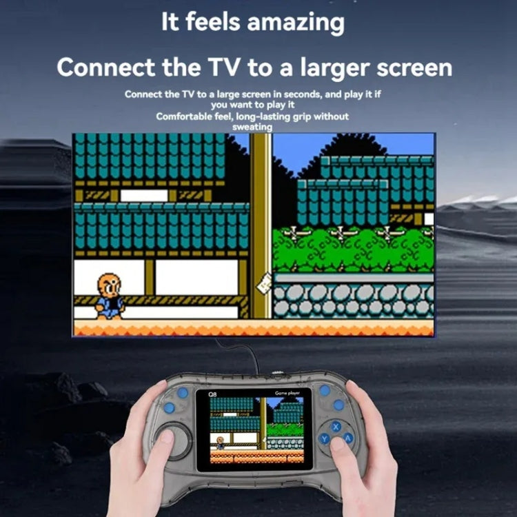 Q8 Handheld Game Console 3.0 Inch Screen Support TV Connection Built In 800 Games Doubles Transparent Blue - Pocket Console by buy2fix | Online Shopping UK | buy2fix