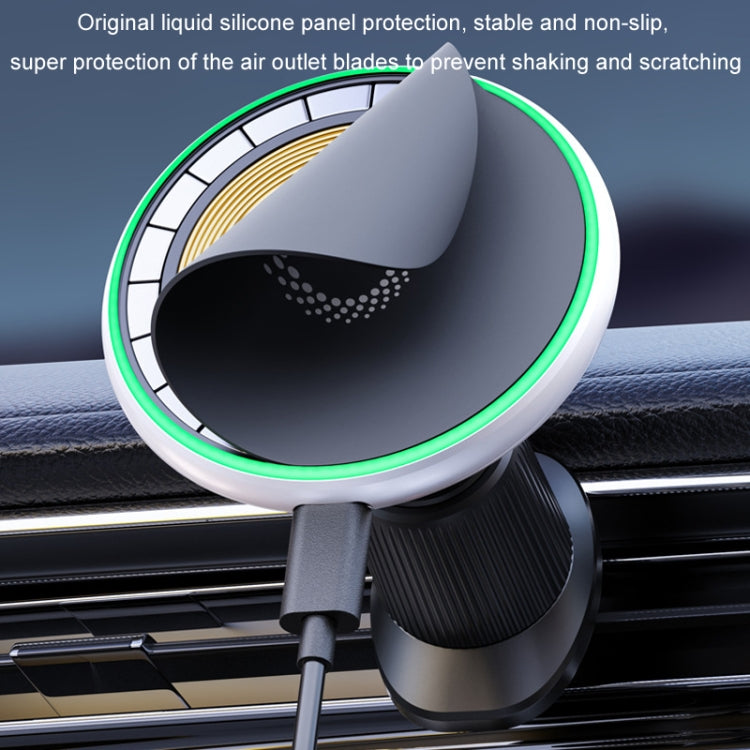 Car Wireless Magnetic Atmosphere Light Mobile Phone Holder(W17) - Wireless Charger Holders by buy2fix | Online Shopping UK | buy2fix