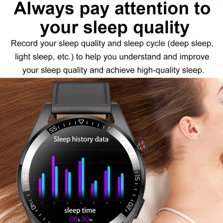 1.43 inch AMOLED Screen Smartwatch Heart Rate Blood Pressure Monitoring Bluetooth Talking Sports Watch, Color: Silver Leather Strap - Smart Watches by buy2fix | Online Shopping UK | buy2fix