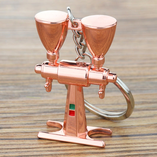 Mini Metal Keychain Coffee Utensils Decorative Pendant, Style: Dual-Head Bean Grinder Rose Gold - Key Rings by buy2fix | Online Shopping UK | buy2fix