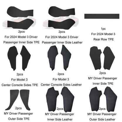 For Tesla Center Console Side Anti-kick Protective Pad, Style: For 2024 Model 3 Driver Passenger Inner Side Leather - Seat Accessories by buy2fix | Online Shopping UK | buy2fix