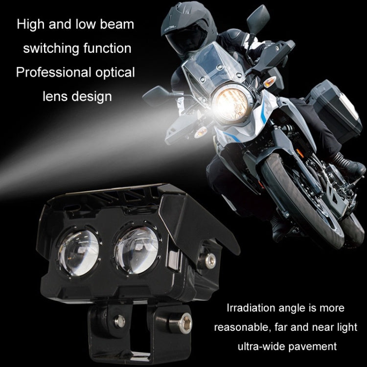 12W Motorcycle Spotlight High Bright Two Color Modified External Waterproof LED Lens Headlight(Flashing - 2 Wire) - Headlights by buy2fix | Online Shopping UK | buy2fix