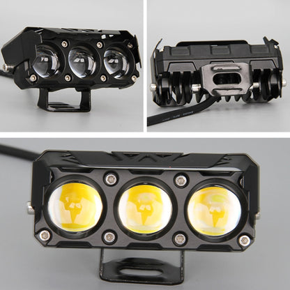 35W Motorcycle Spotlight Dual Color LED Headlight Triple Eye Waterproof Headlight, Model: Straight Bright-Near Yellow+Far White (3 Wires) - Headlights by buy2fix | Online Shopping UK | buy2fix