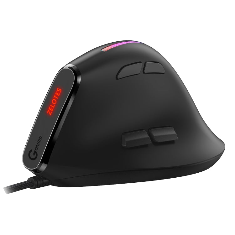 ZELOTES T50 9-Keys RGB Lighting Effect Vertical Grip Ergonomic Programming Wired Mouse(Black) - Wired Mice by ZELOTES | Online Shopping UK | buy2fix