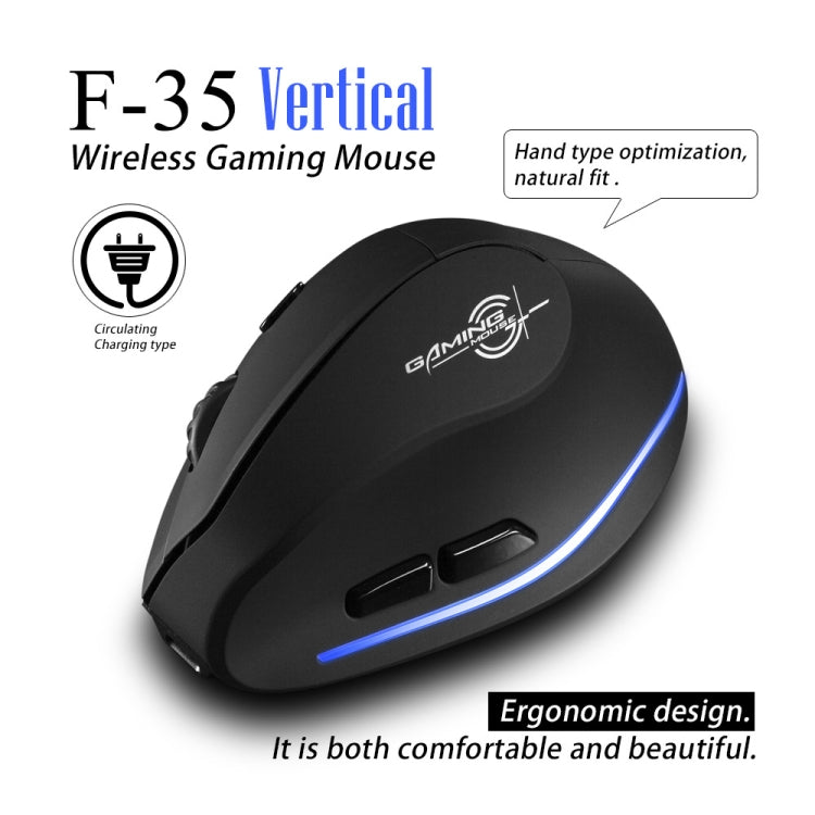 ZELOTES F35 6-buttons Vertical Grip Ergonomic Rechargeable Wireless Mouse(Blue Light) - Wireless Mice by ZELOTES | Online Shopping UK | buy2fix