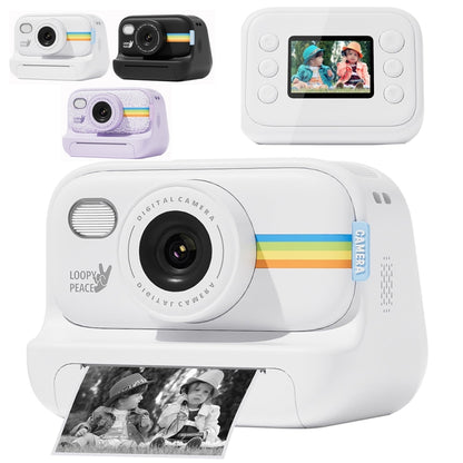 2.0-Inch LED Flash 1080P HD Recording Photo Printing Camera With 3-Rolls Paper, Color: Purple+32G - Children Cameras by buy2fix | Online Shopping UK | buy2fix