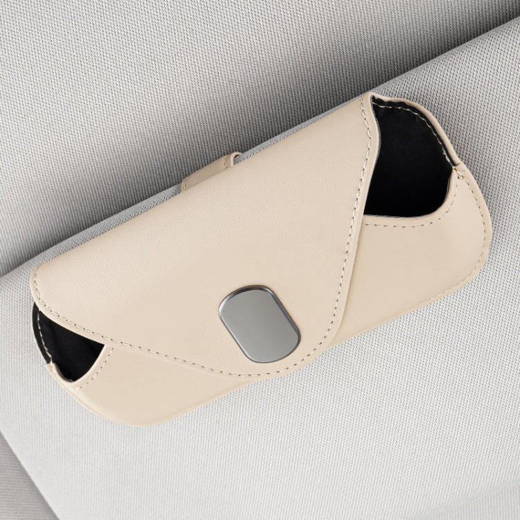 Car Sun Visor Interior Storage Glasses Bag(Beige) - Sunglasses & Glasses Clips by buy2fix | Online Shopping UK | buy2fix