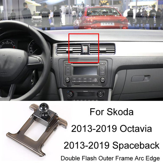 For Skoda Car Special Mobile Phone Navigation Bracket Base, Model: 13-19 Octavia+Spaceback/Double Flash Outer Frame Arc Edge - Special Car Holders by buy2fix | Online Shopping UK | buy2fix