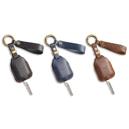 Hallmo For Peugeot Django 150 Motorcycle Natural Cowhide Key Protective Cover(Balck) - Car Key Cases by Hallmo | Online Shopping UK | buy2fix