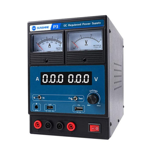 SUNSHINE P3 DC Regulated Power Supply 5V/8.4V/15V Switching Mobile Phone Repair Regulated Power Supply Meter(EU Plug 220V) - Power Supply by SUNSHINE | Online Shopping UK | buy2fix