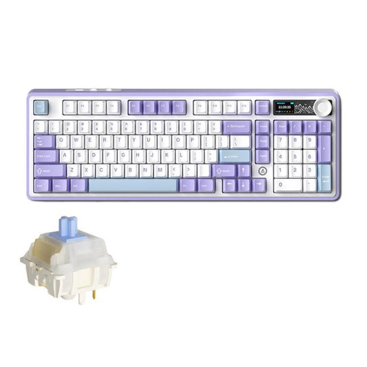 Ajazz AK980 2.4G/BT/Wired Tri-mode Mechanical Keyboard With Screen 98 Keys RGB Wireless Gaming Keyboard, Style: Gift Axis V2 Purple - Wireless Keyboard by Ajazz | Online Shopping UK | buy2fix