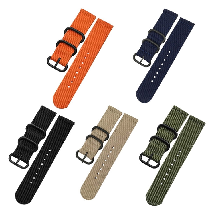 Washable Nylon Canvas Watchband, Band Width:18mm(Khaki with Black Ring Buckle) - Watch Accessories & Parts by buy2fix | Online Shopping UK | buy2fix