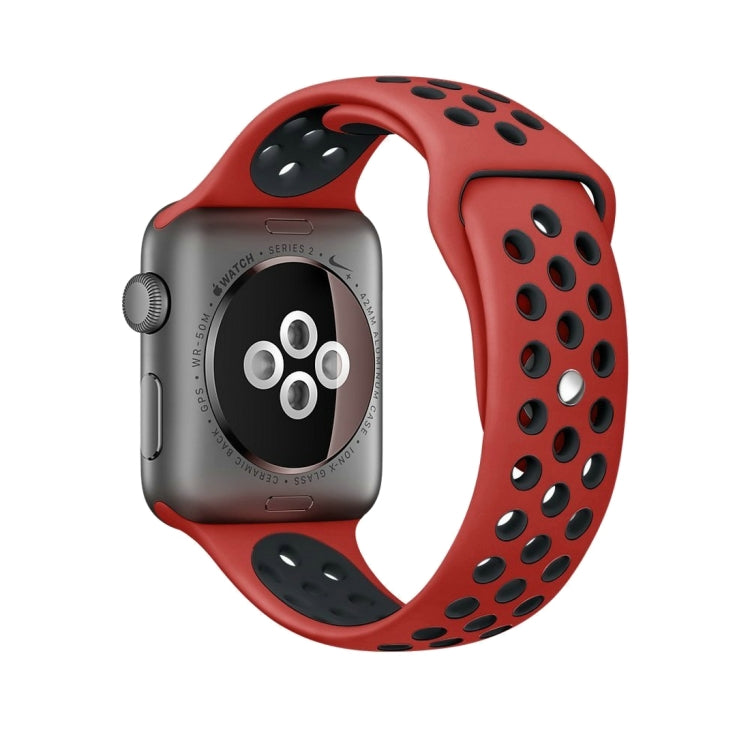 For Apple Watch Series 7 41mm / 6 & SE & 5 & 4 40mm / 3 & 2 & 1 38mm Fashionable Classical Silicone Sport Watch Band(Red Black) - Watch Bands by buy2fix | Online Shopping UK | buy2fix