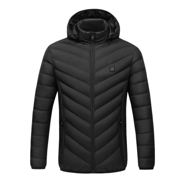 USB Heated Smart Constant Temperature Hooded Warm Coat for Men and Women (Color:Black Size:XL) - Down Jackets by buy2fix | Online Shopping UK | buy2fix