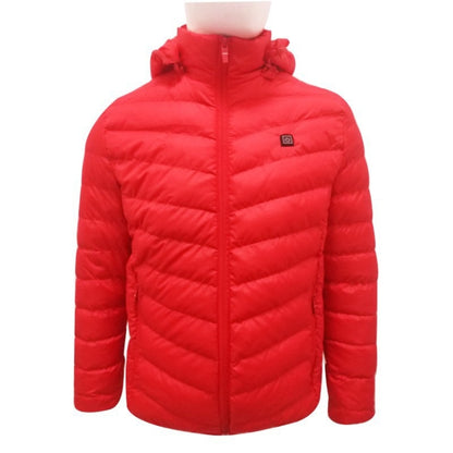 USB Heated Smart Constant Temperature Hooded Warm Coat for Men and Women (Color:Red Size:S) - Down Jackets by buy2fix | Online Shopping UK | buy2fix