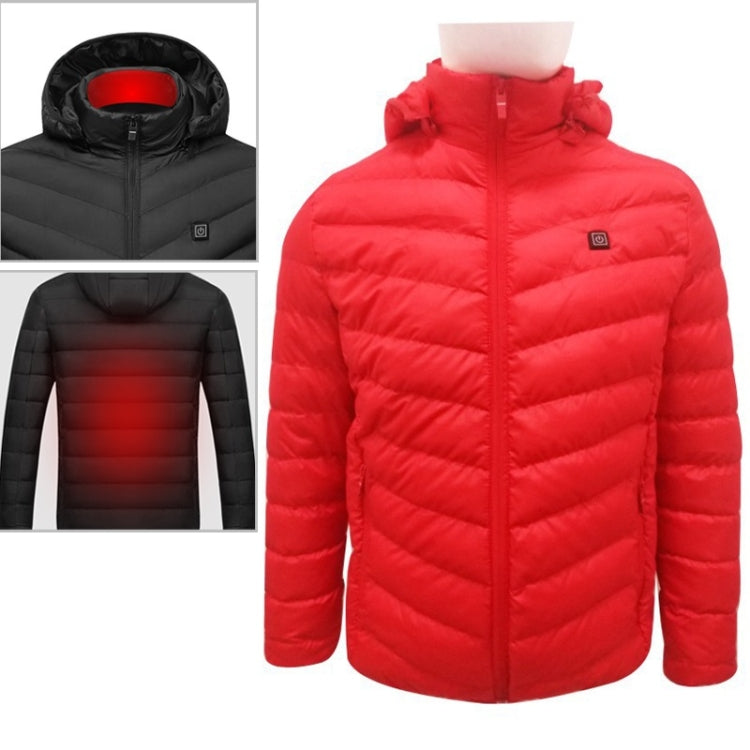 USB Heated Smart Constant Temperature Hooded Warm Coat for Men and Women (Color:Red Size:L) - Down Jackets by buy2fix | Online Shopping UK | buy2fix