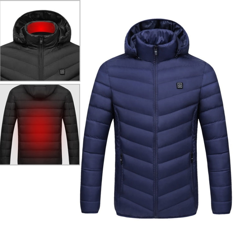 USB Heated Smart Constant Temperature Hooded Warm Coat for Men and Women (Color:Dark Blue Size:XXL) - Down Jackets by buy2fix | Online Shopping UK | buy2fix