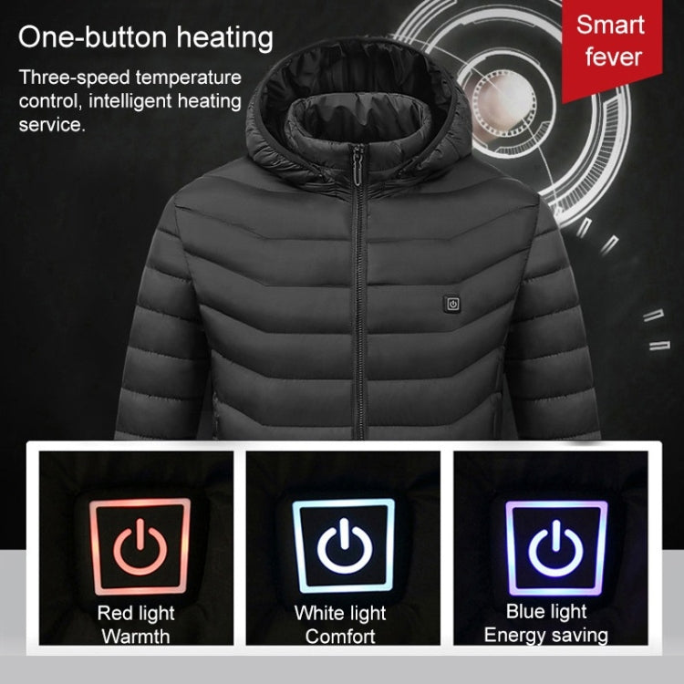 USB Heated Smart Constant Temperature Hooded Warm Coat for Men and Women (Color:Blue Size:XXL) - Down Jackets by buy2fix | Online Shopping UK | buy2fix