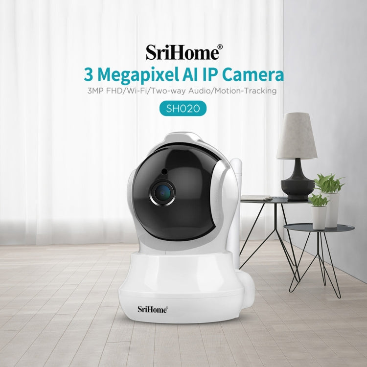 SriHome SH020 3.0 Million Pixels 1296P HD AI IP Camera, Support Two Way Talk / Auto Tracking / Humanoid Detection / Night Vision / TF Card, EU Plug - Security by SriHome | Online Shopping UK | buy2fix