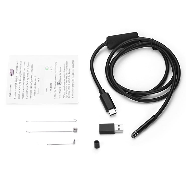 AN97 USB-C / Type-C Endoscope Waterproof IP67 Tube Inspection Camera with 8 LED & USB Adapter, Length: 1m, Lens Diameter: 7mm -  by buy2fix | Online Shopping UK | buy2fix