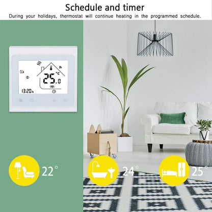 BHT-002GCLW 3A Load Water / Gas Boiler Type LCD Digital Heating Room Thermostat with Time Display, WiFi Control(White) - Indoor Thermometer by buy2fix | Online Shopping UK | buy2fix
