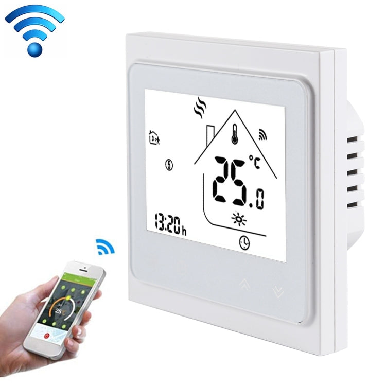 BHT-002GALW 3A Load Water Heating Type LCD Digital Heating Room Thermostat with Time Display, WiFi Control(White) - Indoor Thermometer by buy2fix | Online Shopping UK | buy2fix