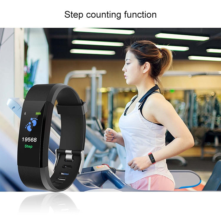 115Plus 0.96 inches OLED Color Screen Smart Bracelet,Support Call Reminder /Heart Rate Monitoring /Blood Pressure Monitoring /Sleep Monitoring /Sedentary Remind(Black) - Smart Wear by buy2fix | Online Shopping UK | buy2fix