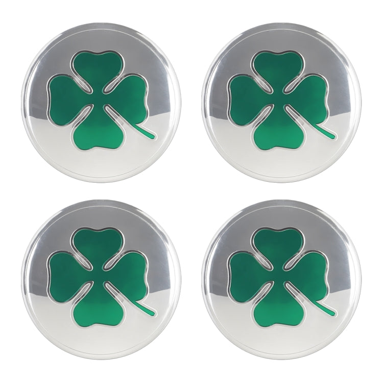 4 in 1 Car Four Leaf Clover Pattern Wheel Hub Decorative Sticker Silver, Diameter: 5.8cm -  by buy2fix | Online Shopping UK | buy2fix