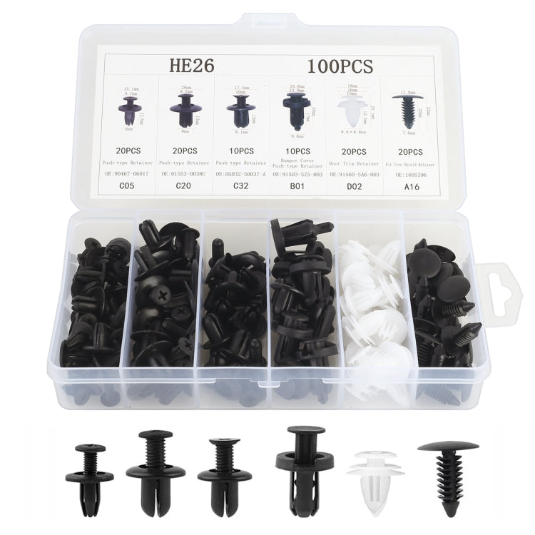 100 in 1 Universal Car Plastic Fasteners Rivet Clips Set - Nuts & Bolts by buy2fix | Online Shopping UK | buy2fix