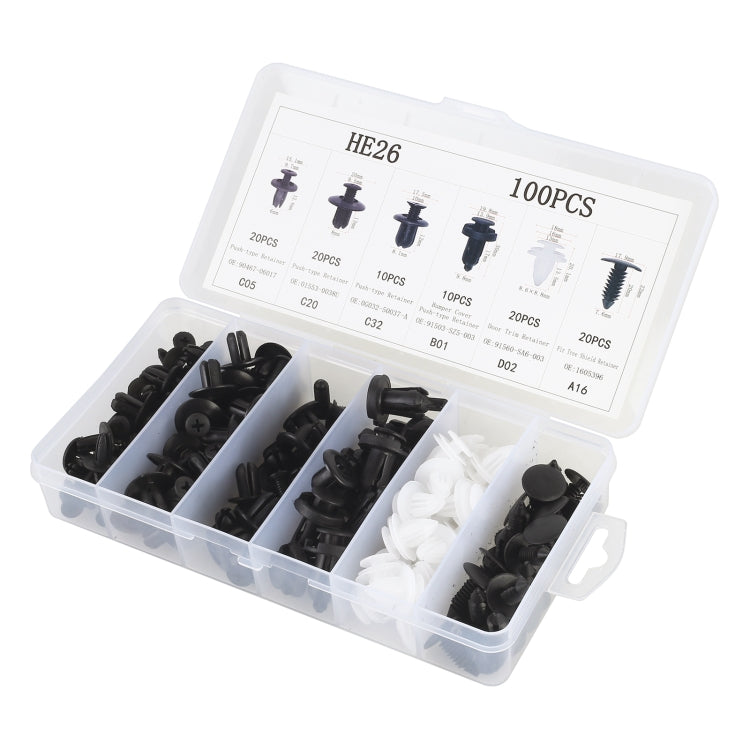 100 in 1 Universal Car Plastic Fasteners Rivet Clips Set - Nuts & Bolts by buy2fix | Online Shopping UK | buy2fix