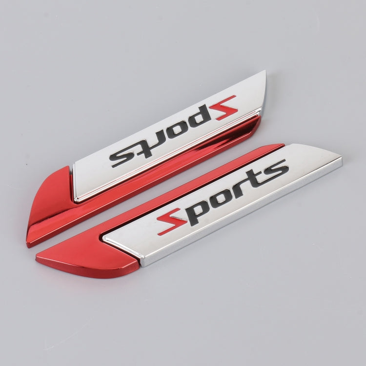 1 Pair Car SPORTS Personalized Aluminum Alloy Decorative Stickers, Size: 11.5 x 2.5 x 0.5cm (Red) - 3D Metal Sticker by buy2fix | Online Shopping UK | buy2fix