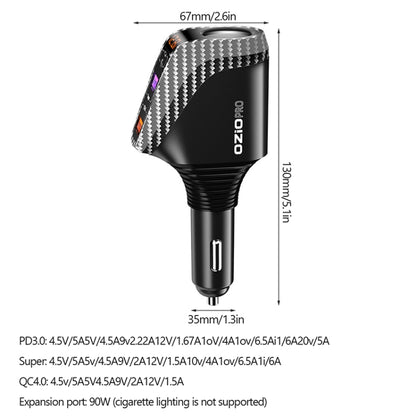 Ozio DY68TC 278W PD3.0 100W + Dual USB 66W+22.5W Carbon Fiber Pattern Car Charger - Car Charger by ozio | Online Shopping UK | buy2fix