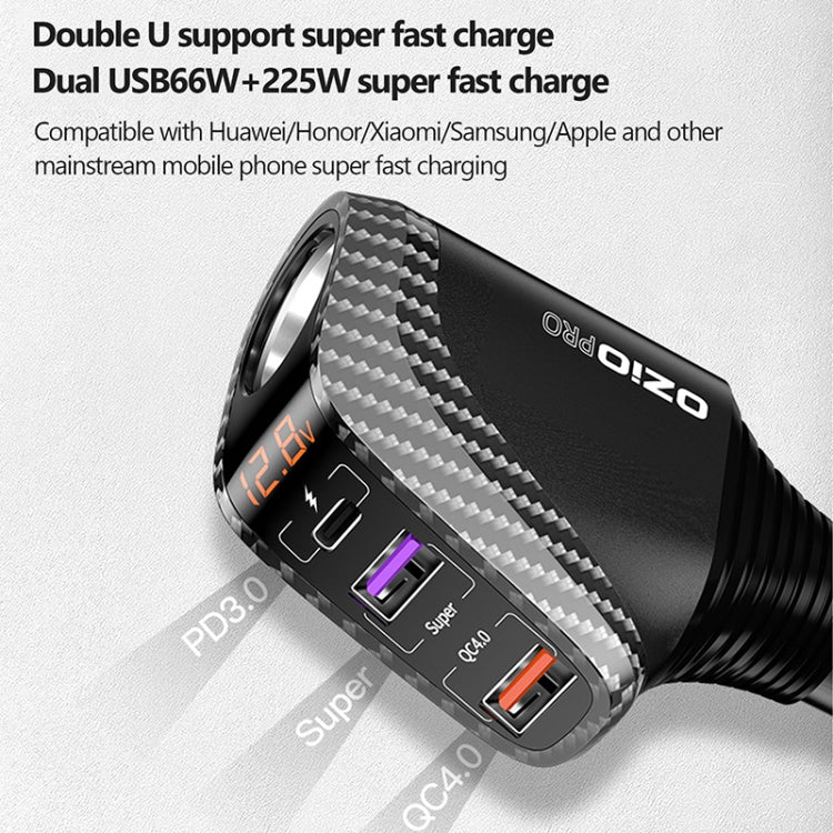 Ozio DY68TC 278W PD3.0 100W + Dual USB 66W+22.5W Carbon Fiber Pattern Car Charger - Car Charger by ozio | Online Shopping UK | buy2fix