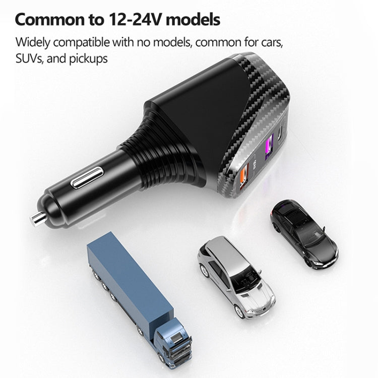 Ozio DY68TC 278W PD3.0 100W + Dual USB 66W+22.5W Carbon Fiber Pattern Car Charger - Car Charger by ozio | Online Shopping UK | buy2fix