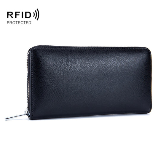 Two-Layer Cowhide Leather Organ Card Holder Multiple-Card RFID Anti-Theft Wallet Bag(Black) - Antimagnetic RFID Package by buy2fix | Online Shopping UK | buy2fix