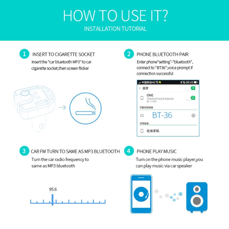 Bluetooth FM Transmitter Wireless In-Car Radio Adapter Music Player Hands-Free Calling Car Kit, Dual USB Charger, Support Bluetooth / Micro SD Card / TF Card / USB Disk - Bluetooth Car Kits by buy2fix | Online Shopping UK | buy2fix