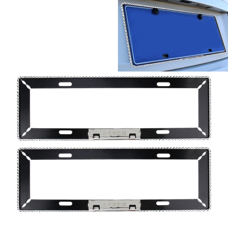 2 PCS Stainless Steel License Plate Frame Simple and Beautiful Car License Plate Frame Holder Universal License Plate Holder Car Accessories(Black) - License Plate Covers & Frames by buy2fix | Online Shopping UK | buy2fix