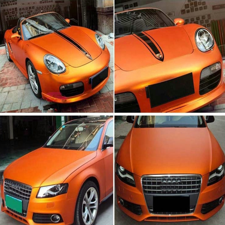 1.52 * 0.5m Waterproof PVC Wire Drawing Brushed Chrome Vinyl Wrap Car Sticker Automobile Ice Film Stickers Car Styling Matte Brushed Car Wrap Vinyl Film (Orange) - Auto Film by buy2fix | Online Shopping UK | buy2fix