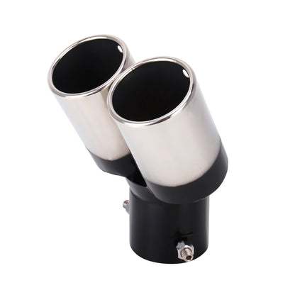 Universal Car Styling Stainless Steel Curved Double Outlets Exhaust Tail Muffler Tip Pipe(Black) - In Car by buy2fix | Online Shopping UK | buy2fix