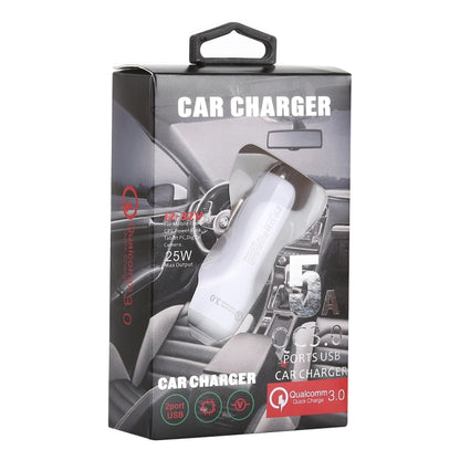 LZ-429 QC3.0 2.4A Three USB Ports Smart Quick Car Charger(White) - In Car by buy2fix | Online Shopping UK | buy2fix